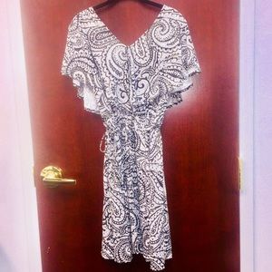 Flare Black & White Paisley Dress
